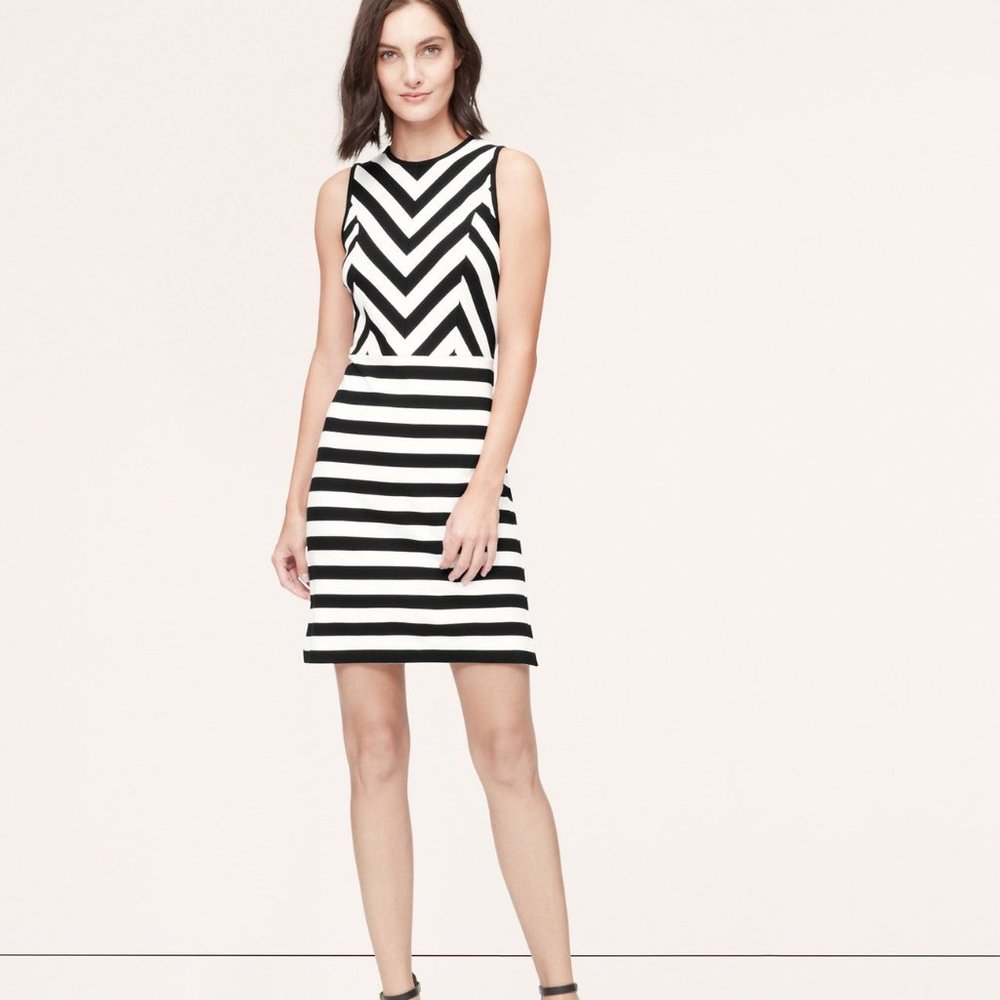 Loft Women Dress Size 6 Striped Sleeveless
